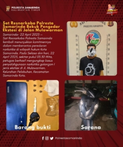 Penggerebekan di Jl. Mulawarman, Polresta Samarinda Amankan Seorang Pengedar Narkotika beserta barang bukti lainnya