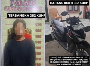Polsek Sungai Kunjang Tangkap Pelaku Pencurian Motor di Parkiran Masjid
