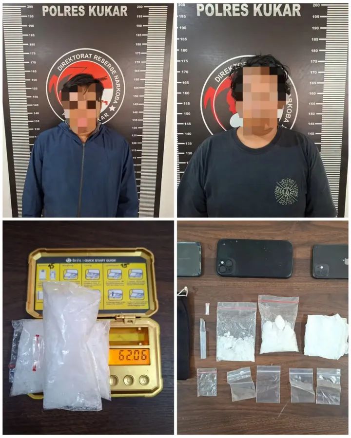 Dua Pria Diamankan di Parkiran Hotel Lisha Tenggarong, Polisi Sita 62,06 Gram Sabu