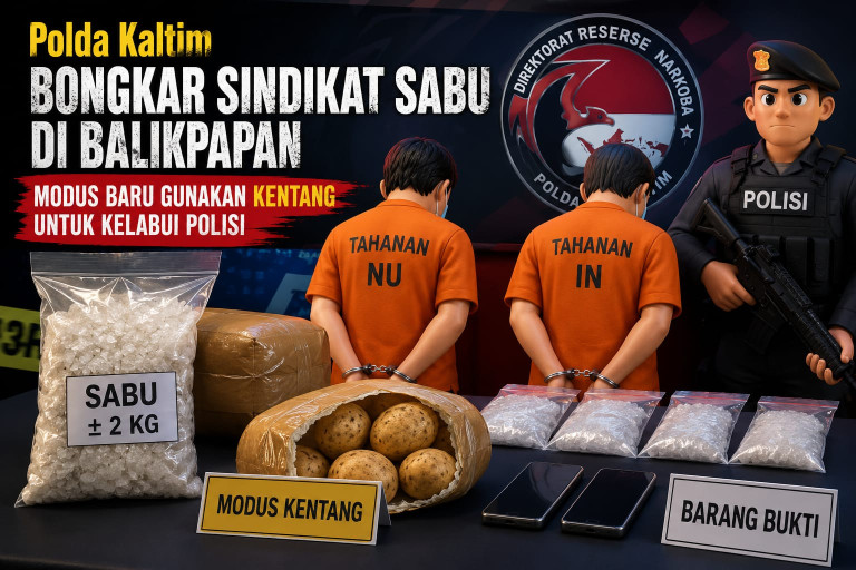 Sindikat Sabu di Balikpapan Terbongkar, Polisi Temukan Modus Baru Gunakan Kentang sebagai Kamuflase